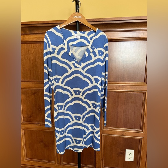 Diane Von Furstenberg Dress Reina Sky Blue White Print Size 10 - Picture 3 of 16